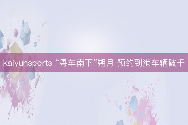 kaiyunsports “粤车南下”朔月 预约到港车辆破千