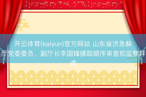 开云体育(kaiyun)官方网站 山东省济急解决厅党委委员、副厅长李国锋摄取顺序审查和监察拜谒