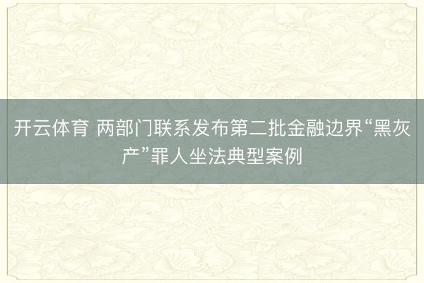 开云体育 两部门联系发布第二批金融边界“黑灰产”罪人坐法典型案例
