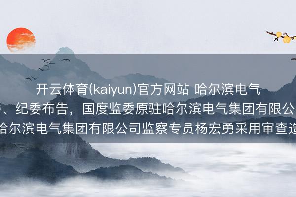 开云体育(kaiyun)官方网站 哈尔滨电气集团有限公司原党委常委、纪委布告，国度监委原驻哈尔滨电气集团有限公司监察专员杨宏勇采用审查造访