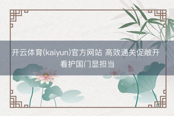 开云体育(kaiyun)官方网站 高效通关促敞开 看护国门显担当