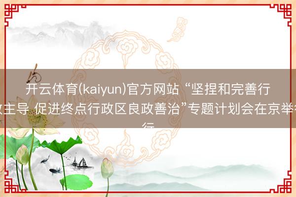 开云体育(kaiyun)官方网站 “坚捏和完善行政主导 促进终点行政区良政善治”专题计划会在京举行