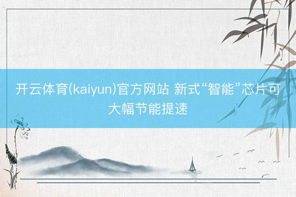 开云体育(kaiyun)官方网站 新式“智能”芯片可大幅节能提速