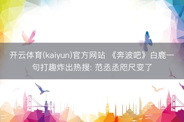 开云体育(kaiyun)官方网站 《奔波吧》白鹿一句打趣炸出热搜: 范丞丞咫尺变了