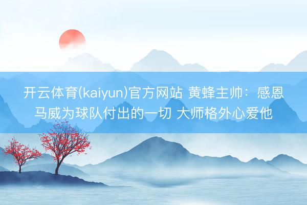 开云体育(kaiyun)官方网站 黄蜂主帅:感恩马威为球队付出的一切 大师格外心爱他