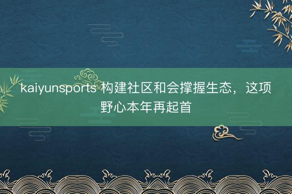 kaiyunsports 构建社区和会撑握生态，这项野心本年再起首