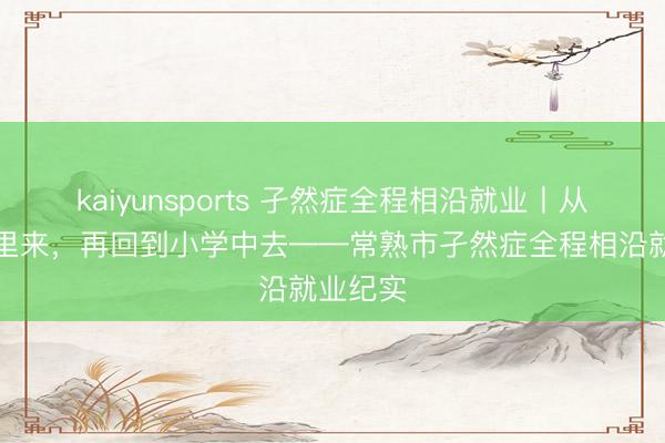 kaiyunsports 孑然症全程相沿就业丨从幼儿园里来，再回到小学中去——常熟市孑然症全程相沿就业纪实