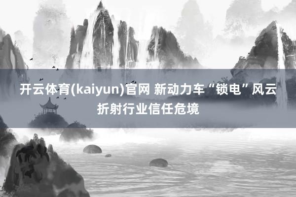 开云体育(kaiyun)官网 新动力车“锁电”风云折射行业信任危境