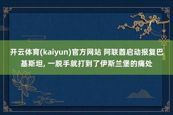 开云体育(kaiyun)官方网站 阿联酋启动报复巴基斯坦， 一脱手就打到了伊斯兰堡的痛处