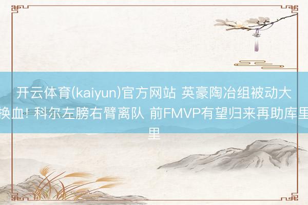 开云体育(kaiyun)官方网站 英豪陶冶组被动大换血! 科尔左膀右臂离队 前FMVP有望归来再助库里