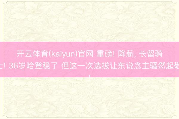 开云体育(kaiyun)官网 重磅! 降薪， 长留骑士! 36岁哈登稳了 但这一次选拔让东说念主骚然起敬!