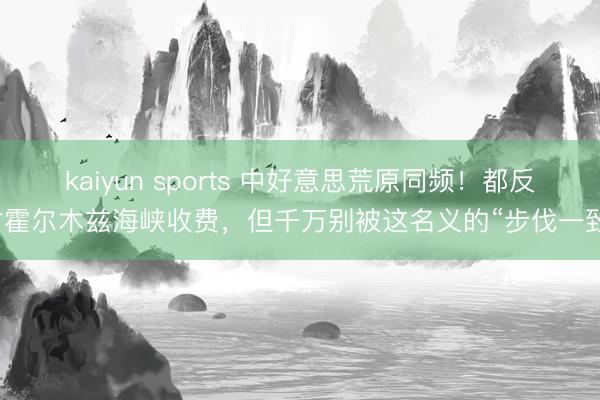 kaiyun sports 中好意思荒原同频！都反对霍尔木兹海峡收费，但千万别被这名义的“步伐一致”