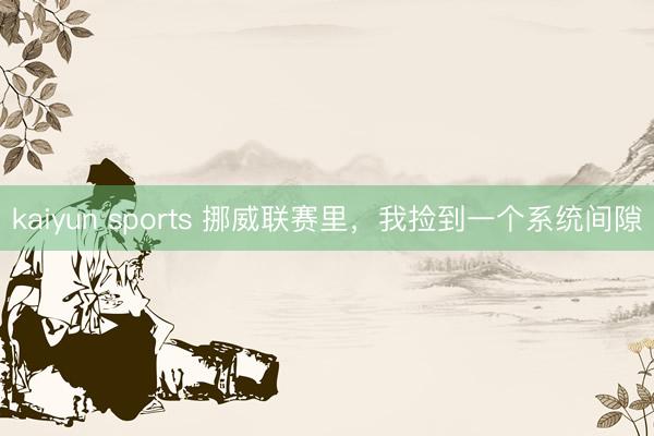 kaiyun sports 挪威联赛里，我捡到一个系统间隙