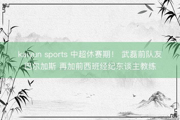 kaiyun sports 中超休赛期! 武磊前队友巴尔加斯 再加前西班经纪东谈主教练