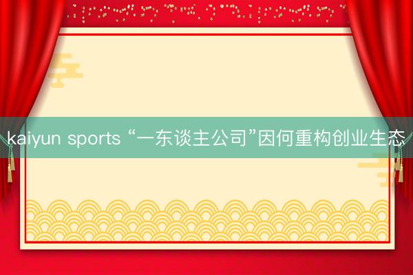kaiyun sports “一东谈主公司”因何重构创业生态