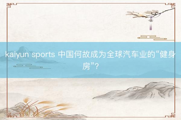 kaiyun sports 中国何故成为全球汽车业的“健身房”？