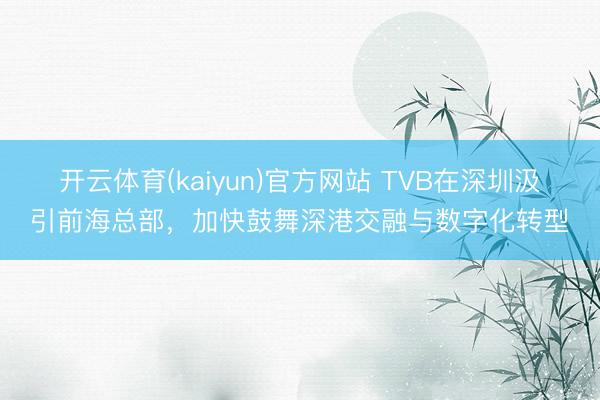 开云体育(kaiyun)官方网站 TVB在深圳汲引前海总部,加快鼓舞深港交融与数字化转型