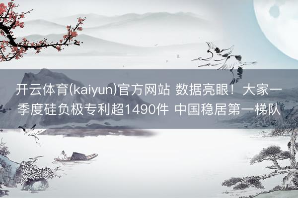 开云体育(kaiyun)官方网站 数据亮眼！大家一季度硅负极专利超1490件 中国稳居第一梯队